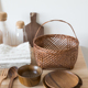 良胜纯手工编织日式 饰摆件蔬菜水果收纳篮 复古竹编花篮客厅厨房装