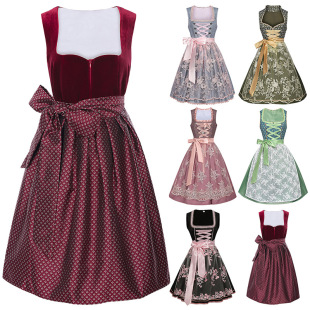 春夏欧美女装 无袖 绑带蕾丝连衣裙女套装 舞台服 德国啤酒节女仆服装