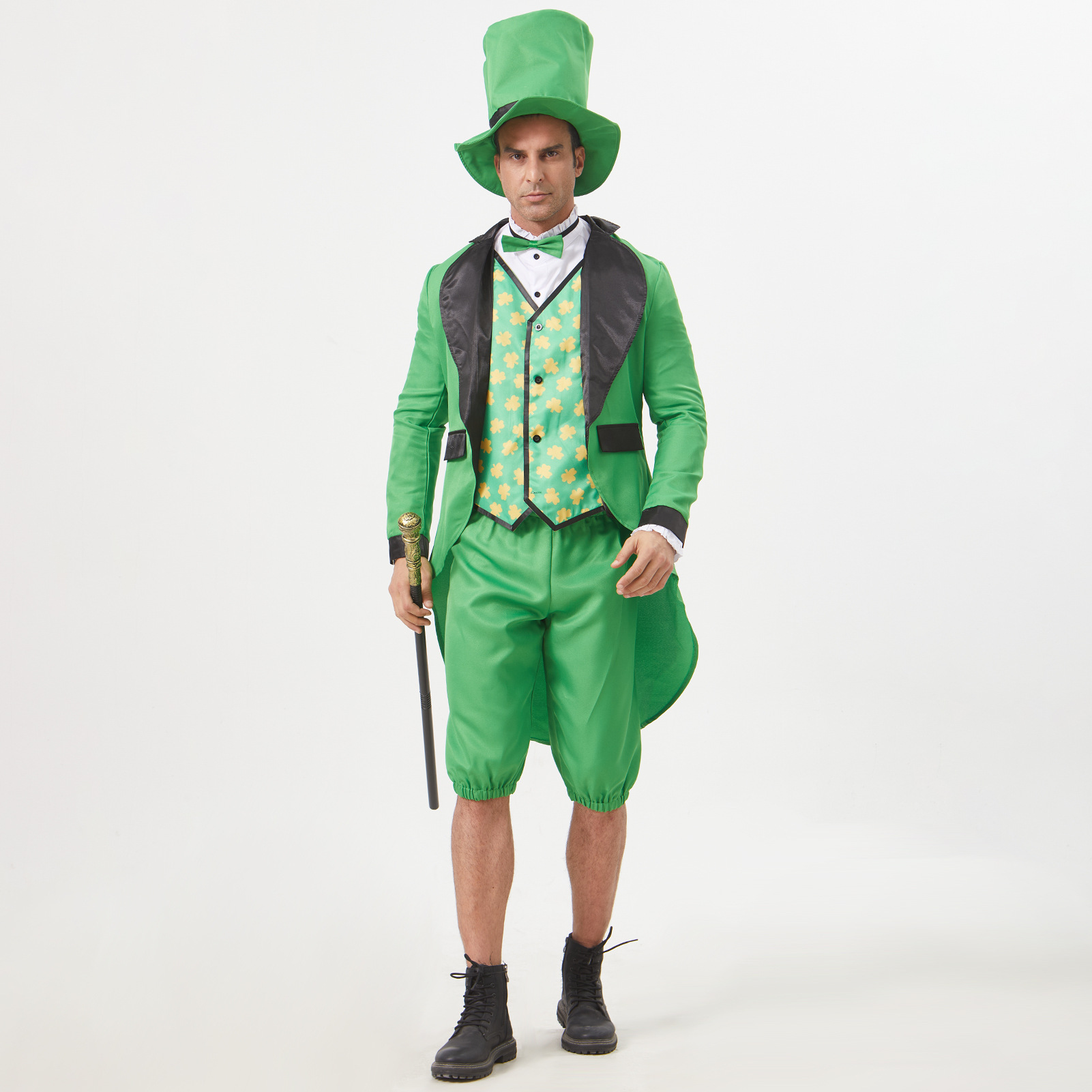 亚马逊新款爱尔兰帕特里克派对套装帽子领结领带服装跨境