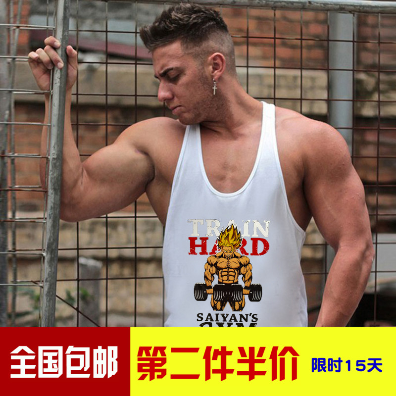 专业款健身健美运动训练深挖工字跨栏肌肉力量纯棉夏汗背心紧身衣|ruв категории Мужская одежда, жилет/жилет - от Buy2taobao.com для оказания профессиональной услуги покупки агента Taobao