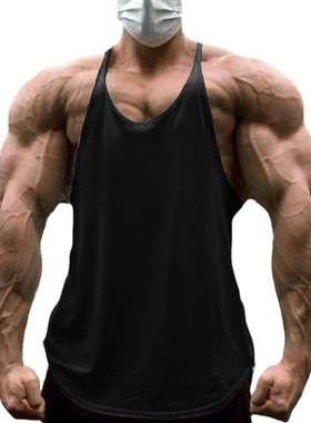 纯色夏士运动背心棉健美健身细带工字背圆摆宽松训练工字吊带衫