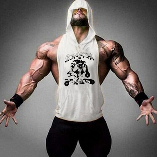 外贸空白运动连帽健美背心青年男士休闲健身马甲跑步训练服坎肩