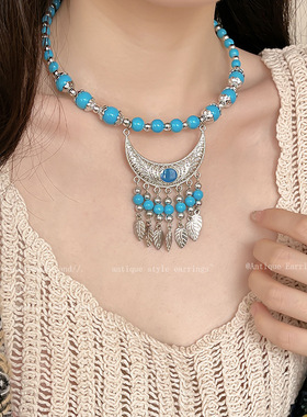 波西米亚复古民族风流苏抹额头饰异域风情眉心坠额头链女度假配饰