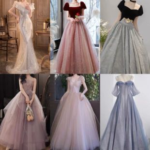 出租晚礼服女2024新款轻奢小众高端气质名媛宴会主持人年会连衣裙