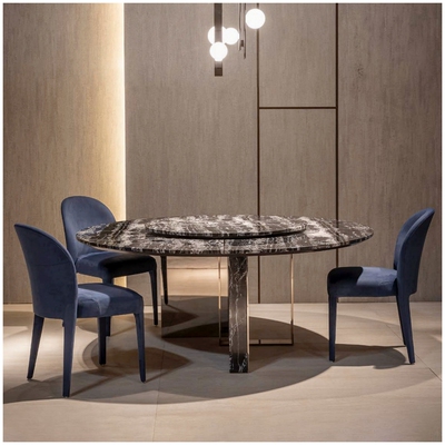 意大利轻奢圆形餐桌不锈钢金属