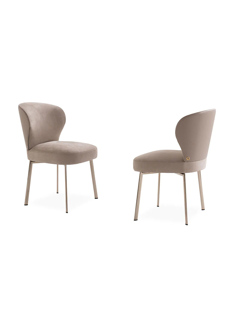 意式轻奢不锈钢金属磨砂牛皮餐椅