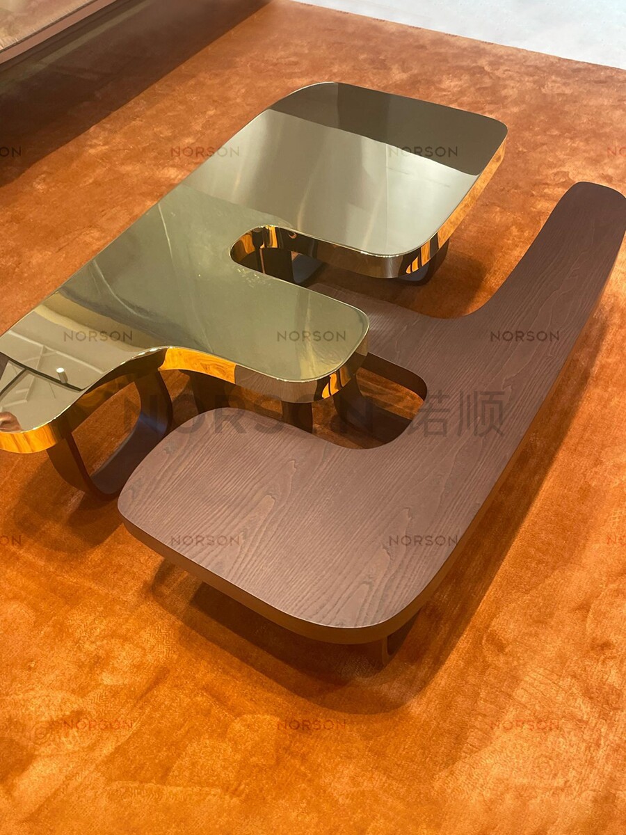 镜面金属大师设计意式轻奢茶几