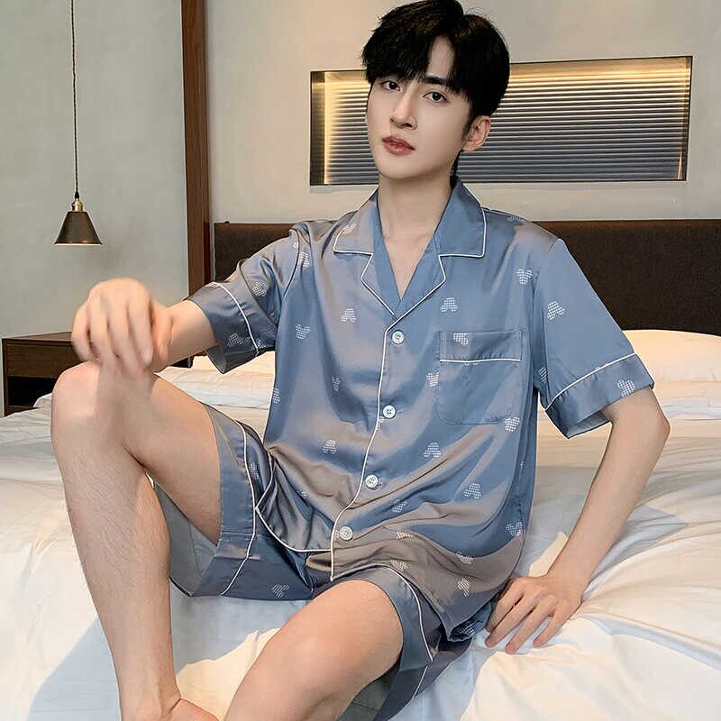 丝绸冰丝睡衣男款薄款可外穿