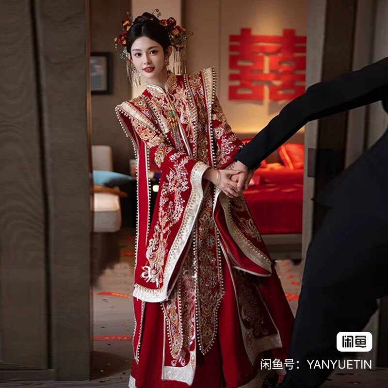 秀禾服新娘2025年新款中式婚服结婚嫁衣广袖高端婚礼敬酒出阁服冬