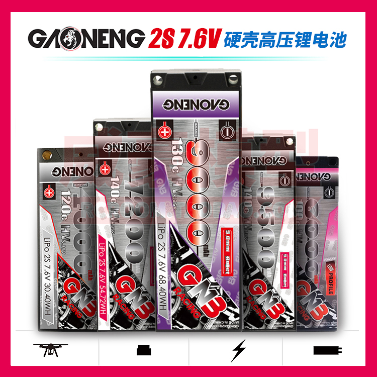 高能GNB 2S 7.4V 7.6V 4000G到9000毫安220C高压高倍率硬壳锂电池-封面