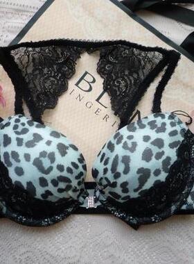EBLIN正品特价蓝色豹纹女士前扣内衣 性感美背聚拢文胸ECBR612091