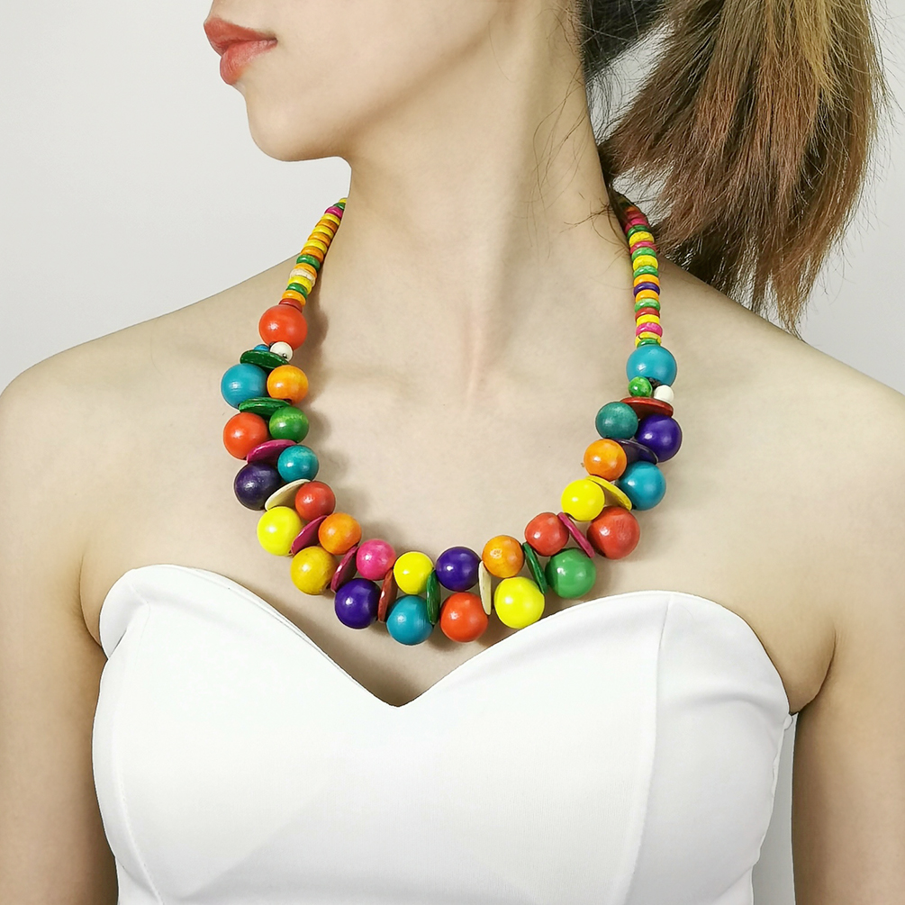 波西米亚椰壳木珠手工串珠项链