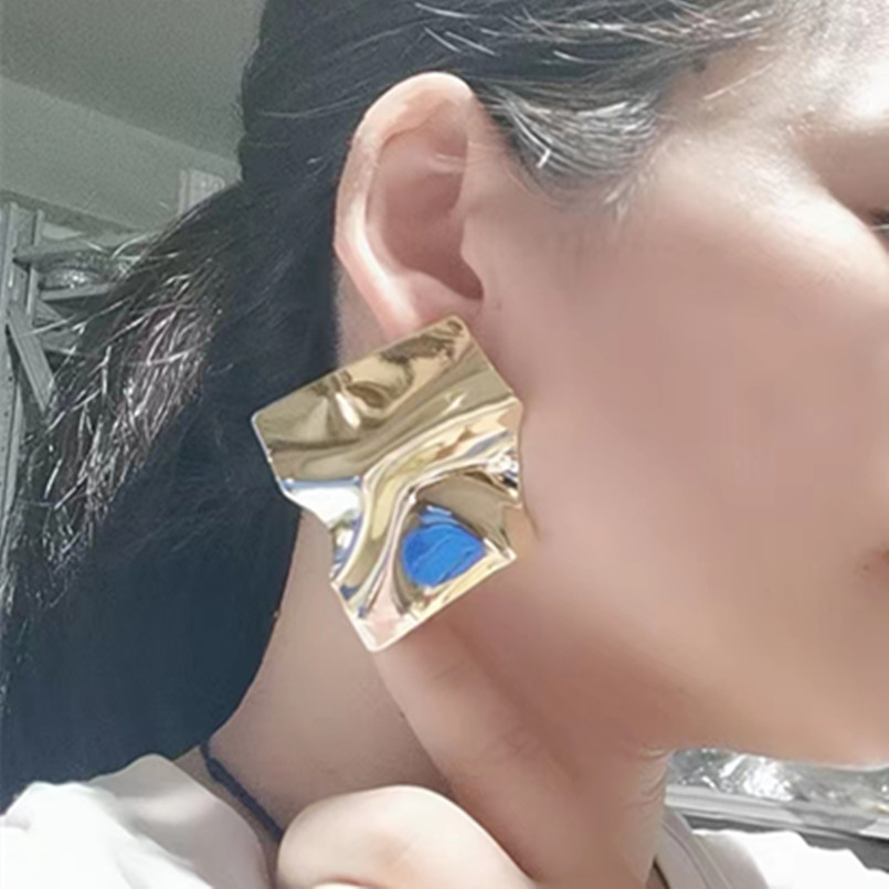 耳钉明星奚梦瑶同款褶皱夸张