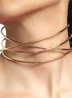 欧美夸张不规则几何朋克项圈女