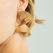 欧美夸张创意个性 简约条纹扇形耳环耳饰女 个性 螺旋耳钉 时尚