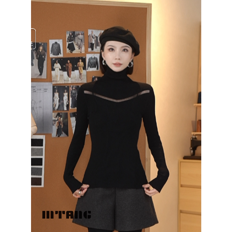 【日常刚需】MTANG蜜糖女士新款堆堆领毛织上衣068