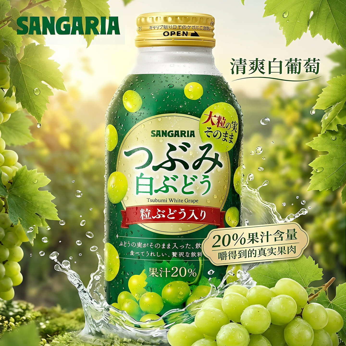 日本进口三佳利白葡萄汁380g图片