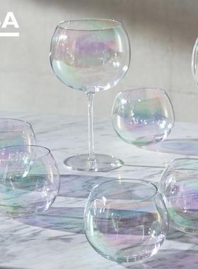lsa杯子泡泡彩虹红酒杯创意家用大肚葡萄酒杯不倒翁摇摇玻璃杯子