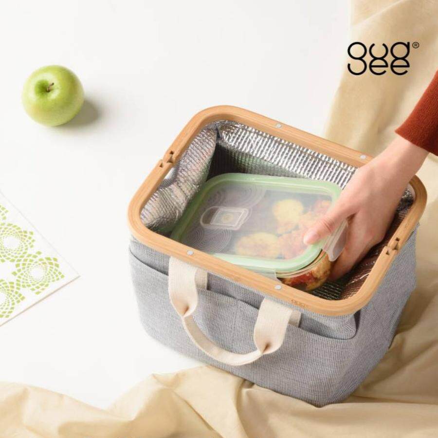 Gudee冷热保温袋手提加厚便当饭盒袋便携女手拎上班族精致带饭包