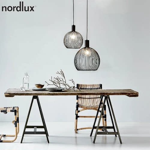 丹麦Nordlux黑色铁艺鸟笼吊灯