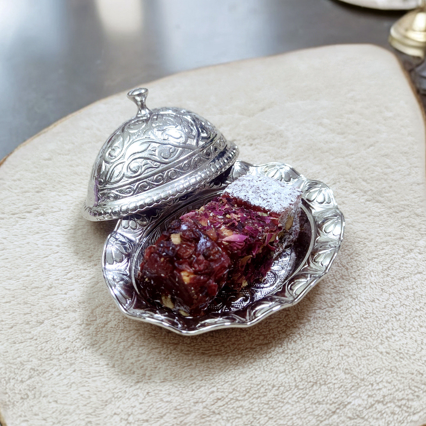 土耳其进口大号糖盒银色宫廷风精致咖啡糖缸点心果仁下午茶奥斯曼