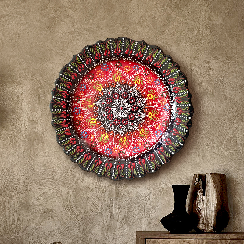 土耳其進口全手工琺瑯彩陶瓷平盤