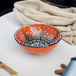 土耳其进口手工12cm陶瓷碗绘画彩色艺术个性装饰瓷器水果沙拉