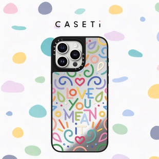 14防摔13全包12保护套MagSafe镜面磁吸女 C家CASETI联名彩色线条适用苹果iPhone16promax手机壳15plus明星同款