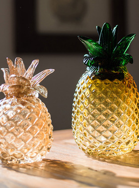 玻璃菠萝凤梨手工吹制拉制工艺品装饰摆件艺术美式礼物