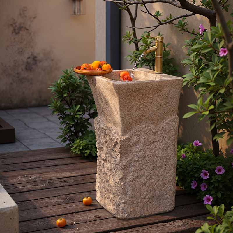 掬涵仿石立柱洗手池户外庭院洗手盆落地洗脸盆花园水槽水池摆件,家居饰品,落地摆件,淘宝优惠券,粉丝福利购,淘宝优惠卷