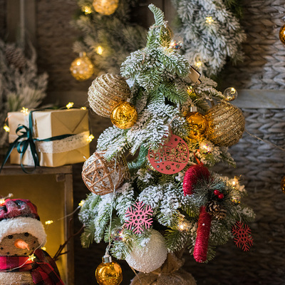 圣诞树挂饰装饰吊饰藤球松果雪球灯球圣诞节日氛围感派对装饰