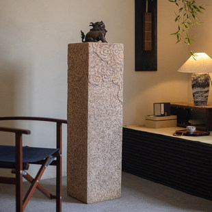 祥云柱装饰摆件新中式展示柱茶室摆设仿石柱墩子花园庭院盆栽底座