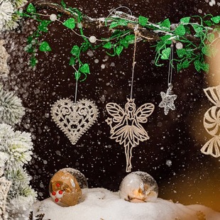 圣诞节装饰2024年新款圣诞树挂饰天使驯鹿星星挂件送朋友礼物