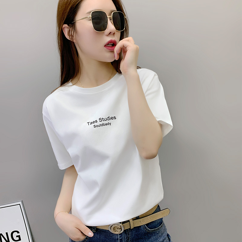 欧洲站女装2023年新款欧货潮宽松纯棉白色t恤女夏短袖ins半袖体恤