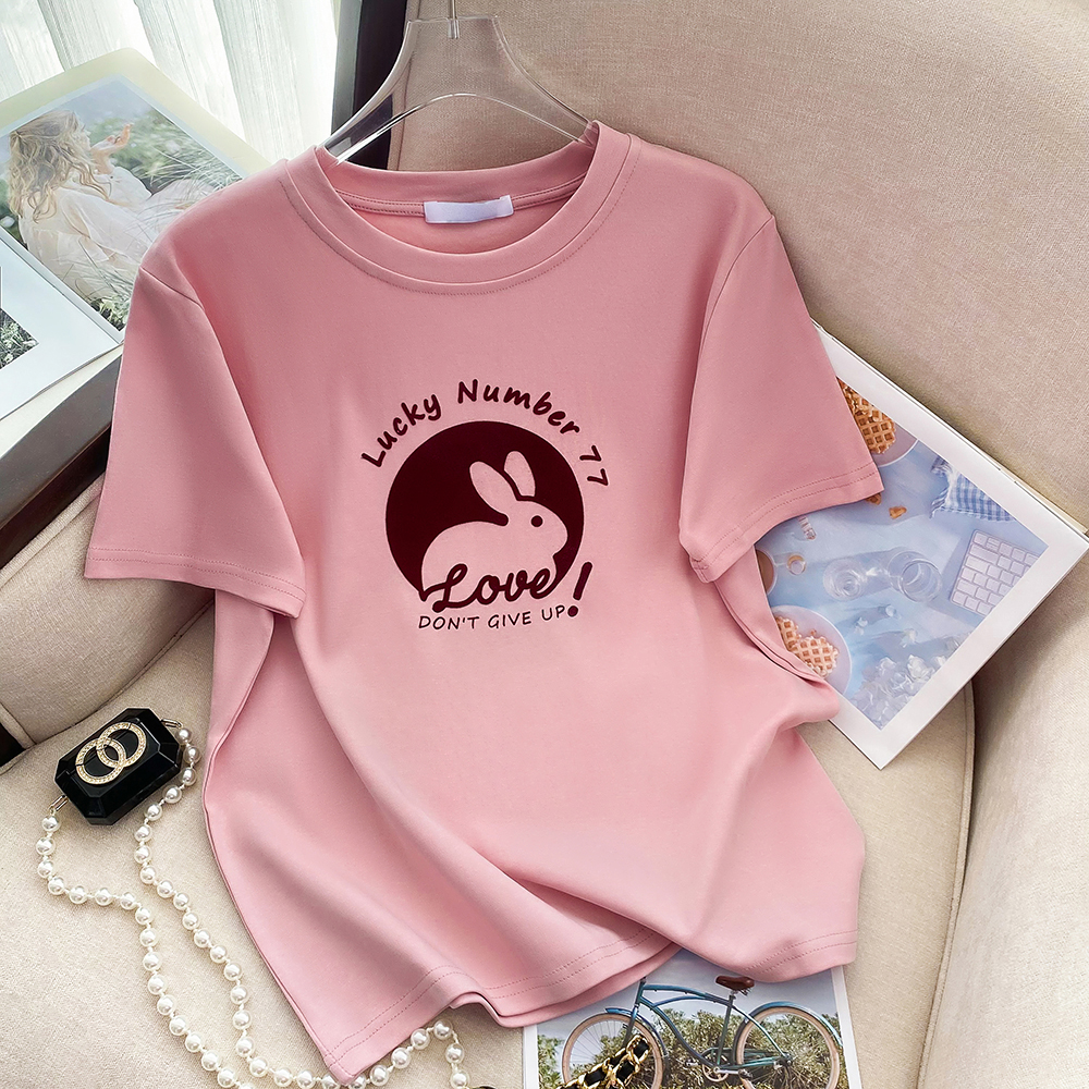 正肩短袖t恤女夏季2023年高端纯棉体恤春夏粉色系穿搭百搭ins上衣