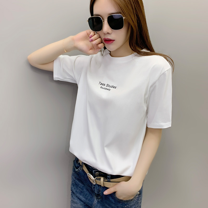 欧洲站女装2023年新款欧货潮宽松纯棉白色t恤女夏短袖ins半袖体恤