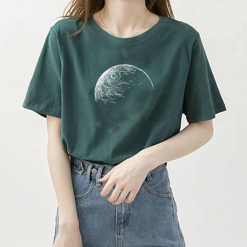 白色纯棉短袖t恤女2023新款夏季简约宽松百搭圆领韩版体恤上衣ins