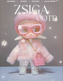 zsiga姜饼人娃衣皮草冬季穿搭嘎子姐粉色外套包包娃衣可爱甜美