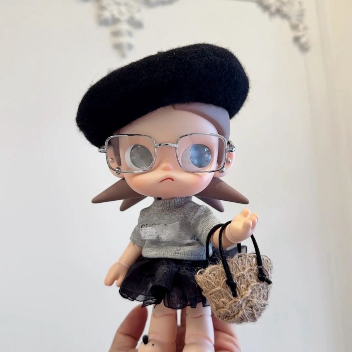 嘎子姐黑色系复古文艺小香风裙装套装茉莉1/8可动人偶适用灰色