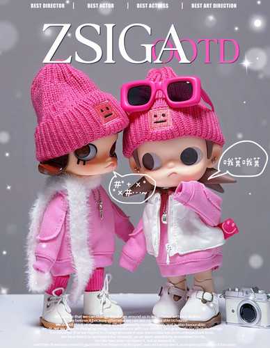 zsiga娃衣1/8玩偶衣服面衣姜饼人玫红套装马甲嘎子姐穿搭帽子眼镜