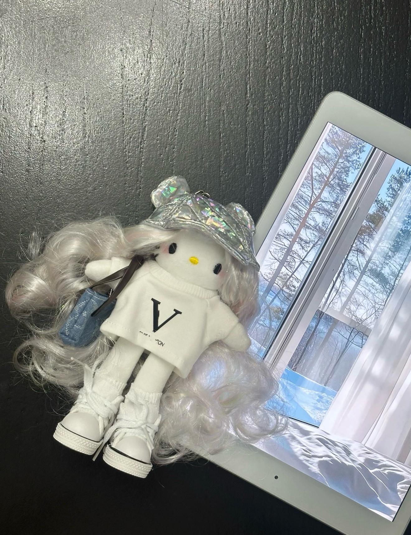 kitty机车长腿kt卷发手工制作挂件长腿礼物挂饰公仔钥匙毛绒玩偶