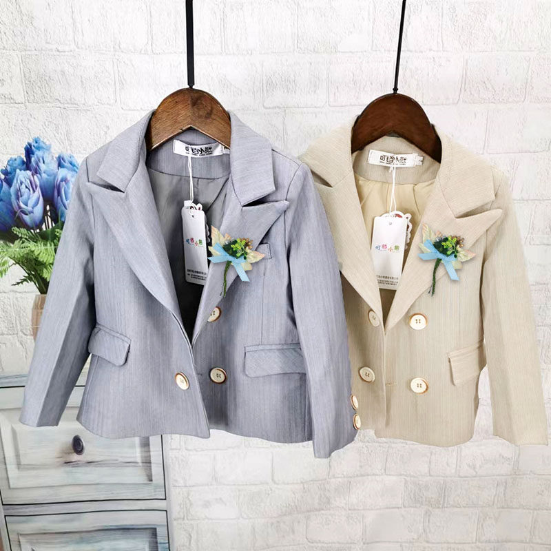 儿童西装外套男女童2025春秋新款帅气单西服上衣小孩韩版纯色外套