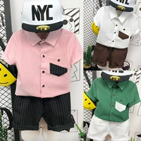 Летняя одежда, комплект, летняя рубашка для мальчиков, в корейском стиле