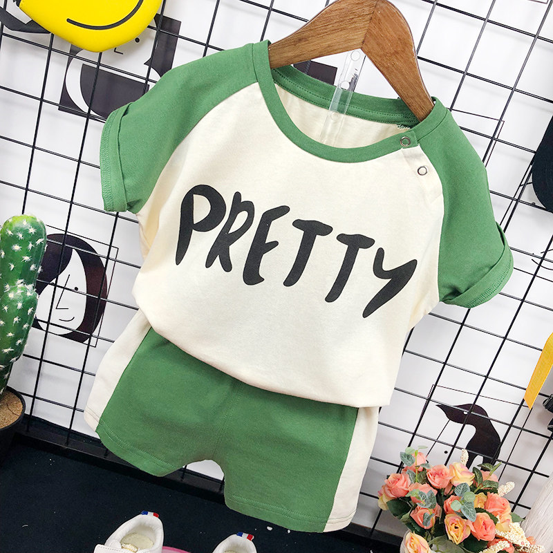 儿童短袖套装T恤2025夏中小童男女童洋气宝宝短袖短裤两件套休闲