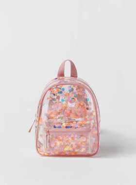 Z家儿童书包五彩纸屑碎片粉色果冻包幼儿园女童可爱透明可爱包包