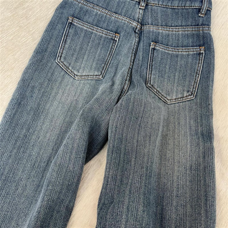 适用法国Rixo Rane 秋冬BIB备法式高街纹理加绒牛仔裤高腰窄版