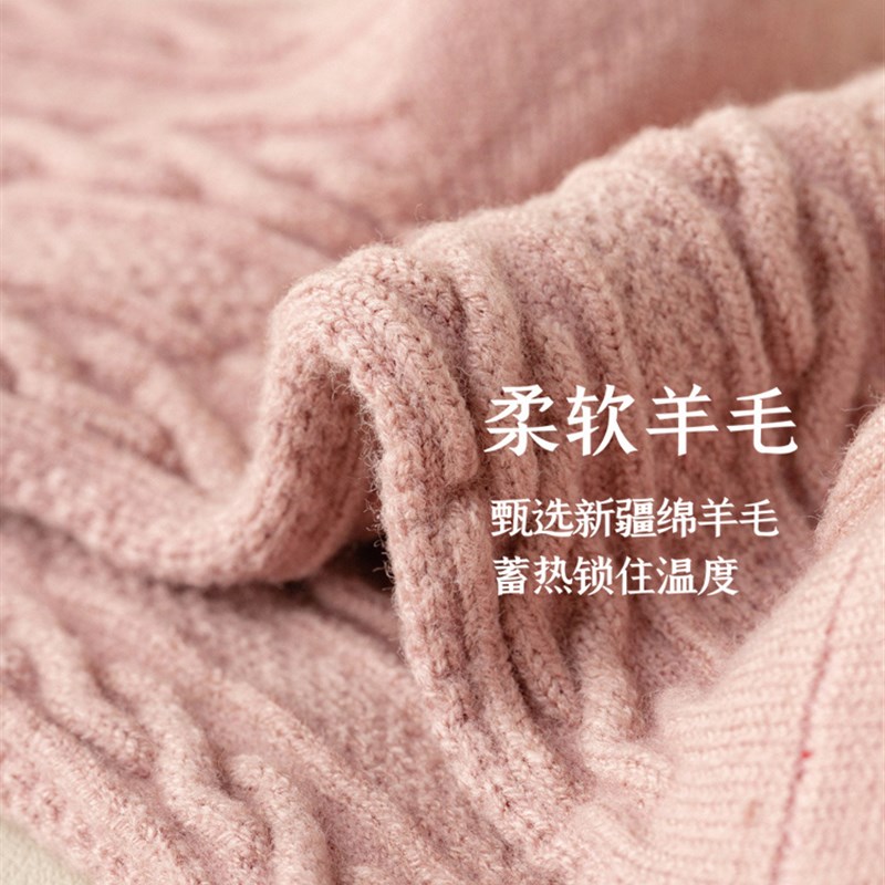 适用羊毛袜女秋冬中筒袜加u绒加厚款长筒棉袜冬天保暖羊绒高筒女