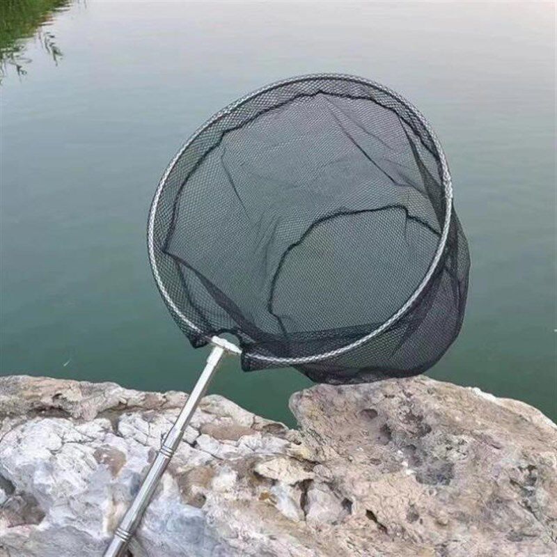 适用加厚不锈钢鱼笼提网杆起虾y笼提竿提网伸缩杆渔具长钩子取物