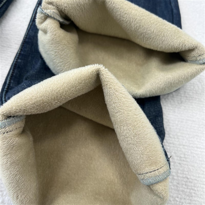 适用设计感加绒保暖微喇叭牛仔裤女秋冬新款N复古蓝高腰弹力显瘦