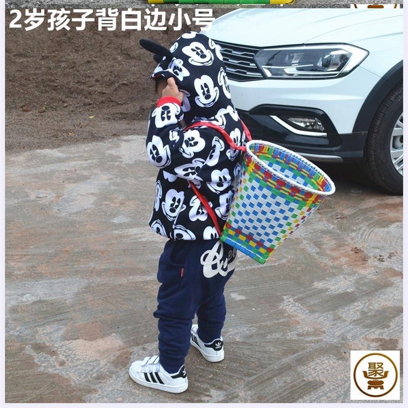 适用背娃娃儿童背框鱼p篓竹编装饰背篓背筐小巧手工编织背篓宝宝图片
